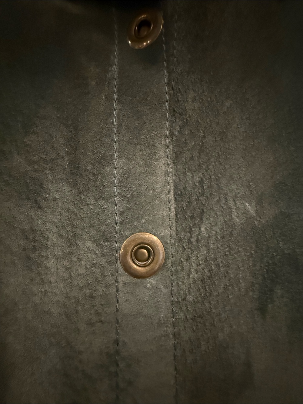 Women's Suede Button-Front Jacket in Olive Green - Picture 4 of 9